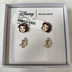 Disney BaubleBar Princess Snow White and Bird 2 Pair Earrings Set
